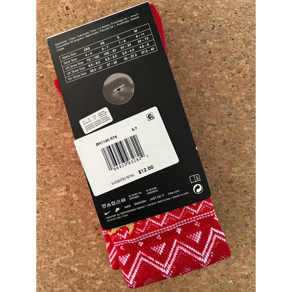 Nike‎ Elite Basketball Socks Kids XS 10C-3Y Red Christmas Holiday BN1180-R78 NEW